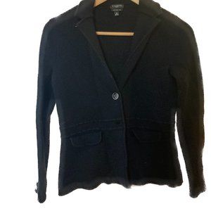 Talbots Black Pure Merino Wool Sweater Blazer Size Sp